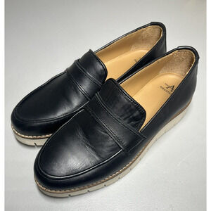 Aquatalia Leather Loafers Womens 7 Black Slip On Chunky Platform Shoes Y2K 90s